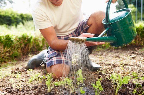 Workers removing soil and rubble from a Victorian rear garden